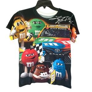 Joe Gibbs Racing Shirt Women’s Size L Multicolor Kyle Busch M&M Short Sleeve